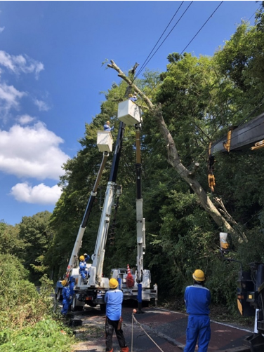 写真）千葉県内の停電復旧作業の様子